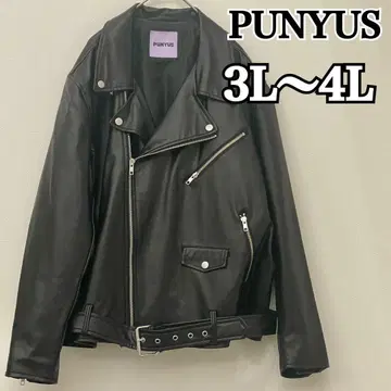 PUNYUS 더블 라이더 자켓 블랙 표기 3 빅 사이즈