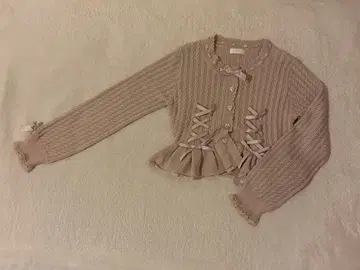 LIZLISA 핑크 레이스업 니트 가디건