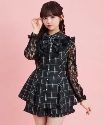 시크릿 허니 블랙 체크 셋업