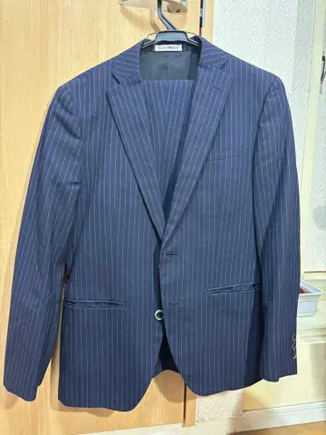 LES MUES 남성용 수트 팬츠 세트 네이비 보더