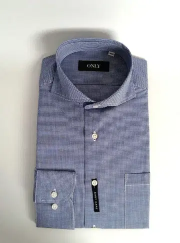 [ 새상품 ] ONLY 형태 안정 이지케어 슬림F 스냅B 블루 격자 38