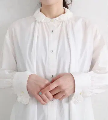 l'atelier du savon 꽃 테이프 자수 롱 셔츠 원피스