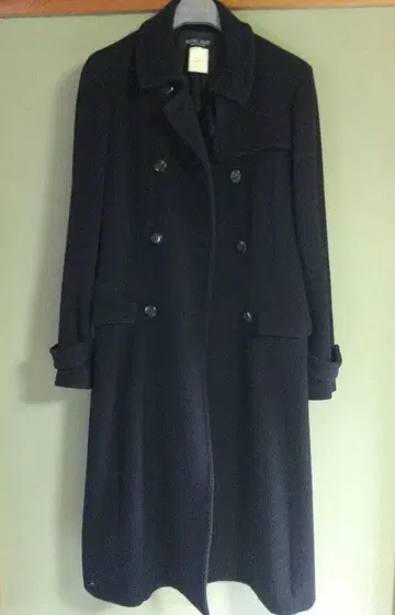 블랙 더블 브레스트 롱 코트