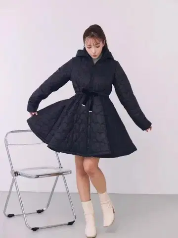 당일 발송 미스트레아스 MISTREASS 하트 퀼팅 다운 코트