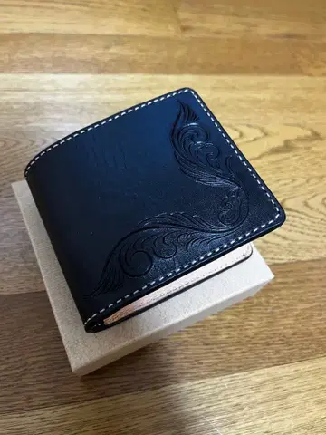 Indian Motorcycle 이단 접이식 지갑 블랙 가죽