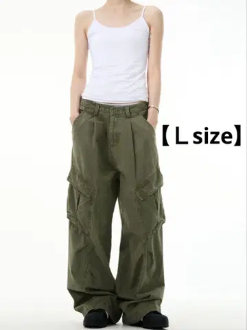 와이드 카고 팬츠 [ 카키 ]