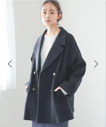 GLOBAL WORK 경량 스트레치 카라 2WAY 코트/네이비