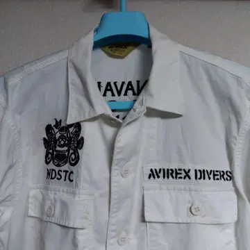 AVIREX 자수 긴팔 셔츠 화이트