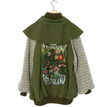 스칼라짱 x 버섯 자수 요크 프릴 이소재 절개 블루종