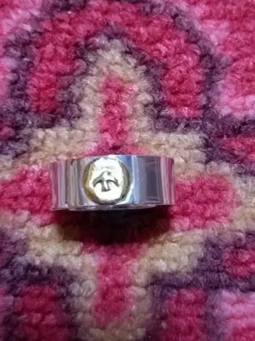 고로즈 타입 실버 반지 골드 컬러 로고 부착 사이즈 21호