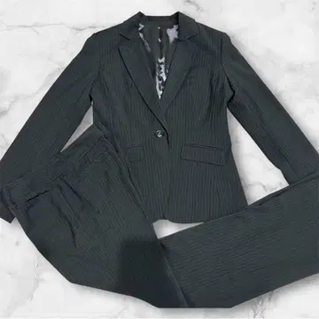 새상품급 여성용 수트 셋업 40 L 상당 블랙 스트라이프 취업활동