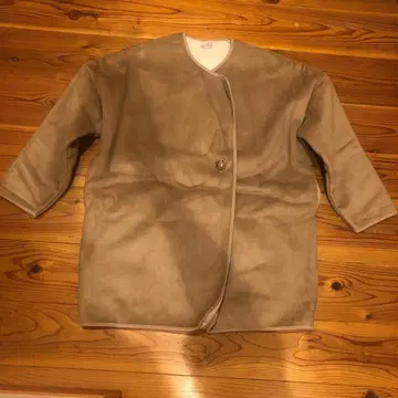 maomade 그레이 플리스풍 무스탕 코트