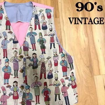 90s 레트로 패턴 베스트 구제 의류 인물 패턴 XL 사이즈