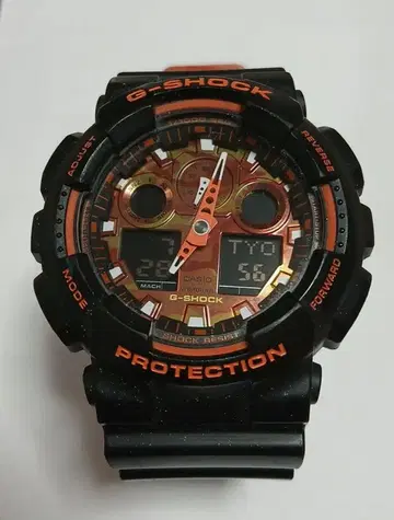 G-SHOCK GA-100BR 아날로그/디지털 시계 블랙/오렌지