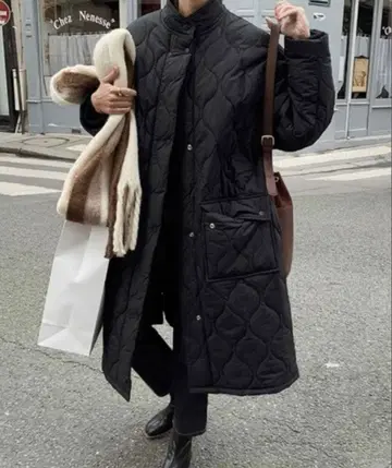 doula doula 퀼팅 롱 코트 블랙 미사용 새상품 S M L