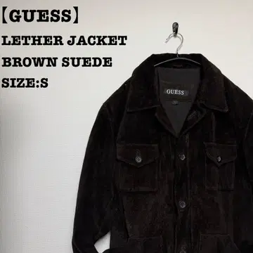 GUESS 게스 스웨이드 가죽 자켓 커버올 브라운 미들 기장