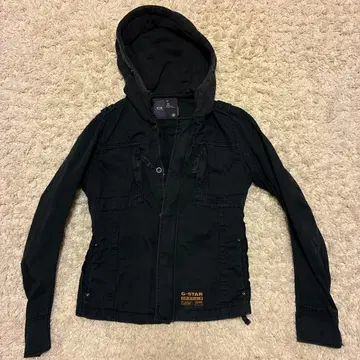 G-STAR 후드 부착 블랙 자켓