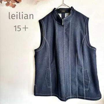 leilian 새상품급 베스트 데님풍 블루, 양방향 지퍼, 3XL