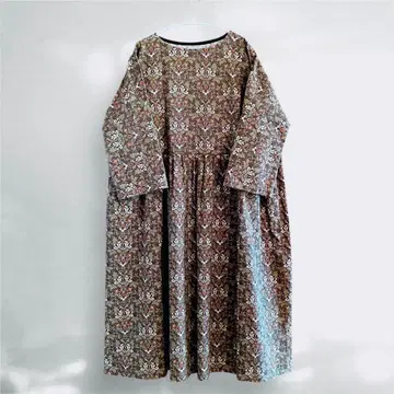 [ 핸드메이드 ] 면린넨 다마스크 무늬 원피스