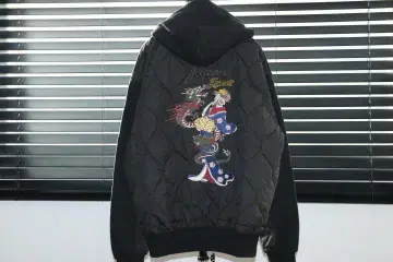 Schott 샷 기모노 여성 드래곤 자수 퀼팅 콤비 후드티