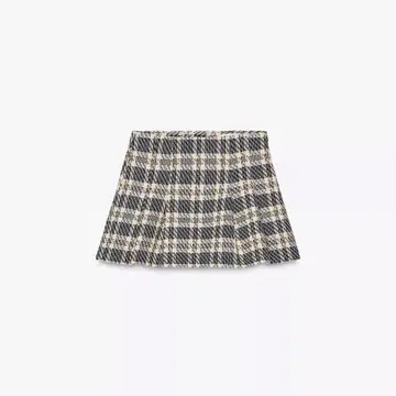 새상품 ZARA 체크 무늬 텍스처 원단 박스 플리츠 스커트 팬츠 S