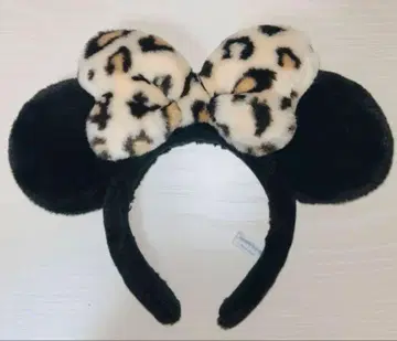 디즈니 미니 레오파드 무늬 리본 머리띠