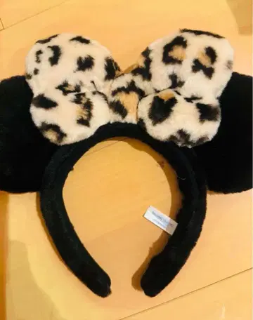 디즈니 미니 레오파드 무늬 리본 머리띠