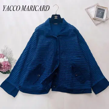 새상품급 야코 리카르도 총 핀턱 자켓 코튼 세탁 가능 파랑 루즈핏