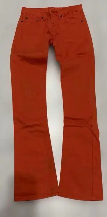 오렌지 플레어 팬츠 블랙 버튼