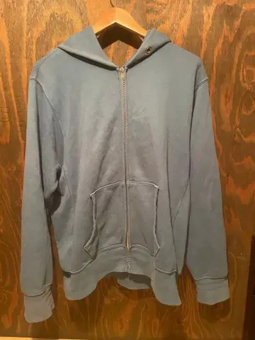 집업 후드 부착 후드티 파랑