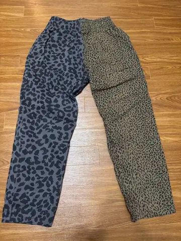 레오파드 무늬 와이드 팬츠 (그레이, 카키)