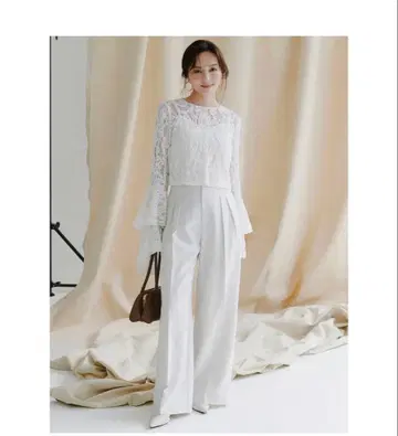 새상품 anuans 미드웨이 투 턱 와이드 팬츠 에크루