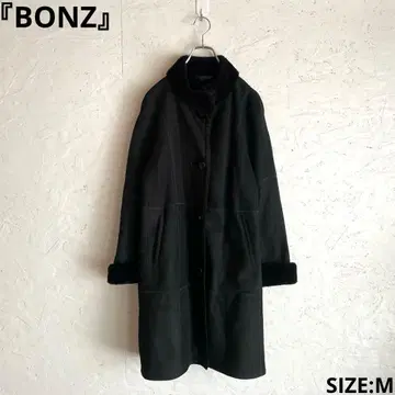 고급 [ BONZ ] 리얼 무스탕 코트 가죽 자켓 롱 코트 블랙 M