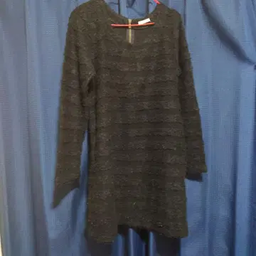 블랙 스트라이프 니트 원피스 L 사이즈