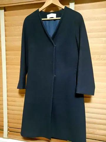 데프레 고급 2way 코트 노카라 후드 네이비 투모로우랜드 울 캐시미어