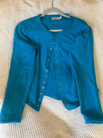 빔즈 보이 링 도트 가디건 파랑