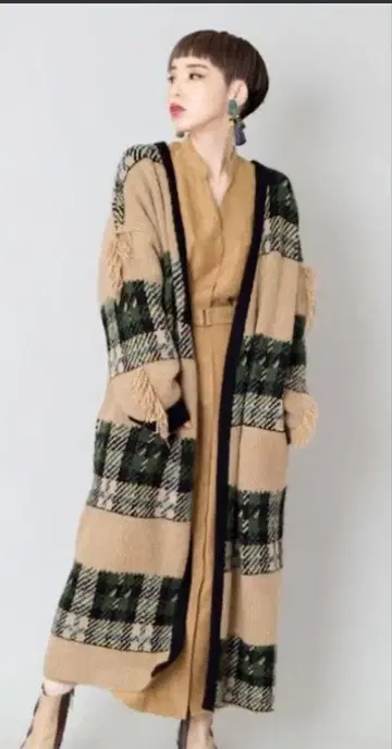 오즈모시스 프린지 롱 가디건