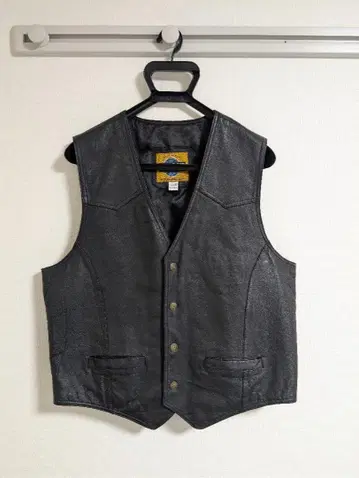 JOHN F. GEE 블랙 가죽 베스트 52/54