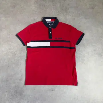 TOMMY HILFIGER 슬림핏 피케 셔츠 L 레드 아메카지