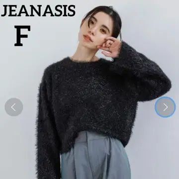 [ 새상품 ] JEANASIS 글리터 필름 라메 숏 풀오버 블랙