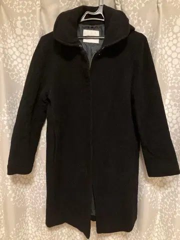 어반 리서치 도어스 후드 부착 롱 코트 체스터 코트 네이비 울