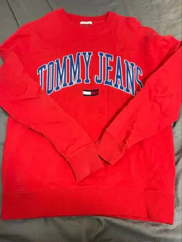 TOMMY JEANS 로고 트레이닝복 레드