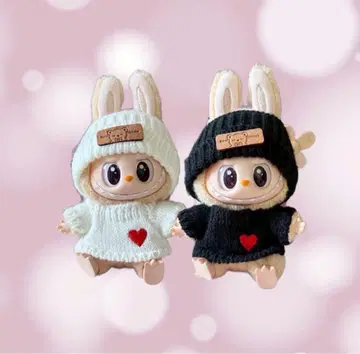 러브브 17cm 옷 갈아입기 모자 스웨터 블랙&화이트 2장 세트