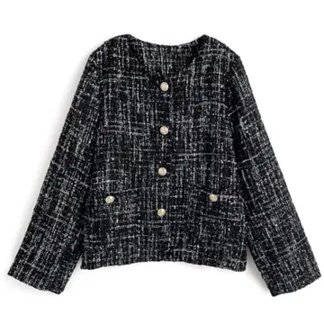 GRL 트위드 노카라 자켓 믹스