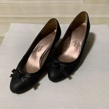 긴자 카네마츠 블랙 리본 포함 5cm 펌프스 22cm D 와이즈