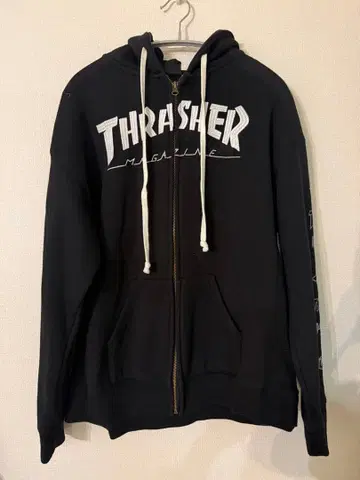 THRASHER 풀 집업 후드티 블랙
