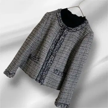 빅 사이즈! 택 포함 새상품/23구/트위드 노카라 자켓/46/울