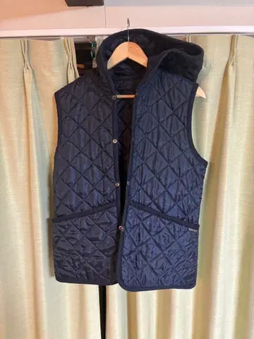 LAVENHAM 퀼팅 다운 베스트 38 네이비 퍼플 리버시블