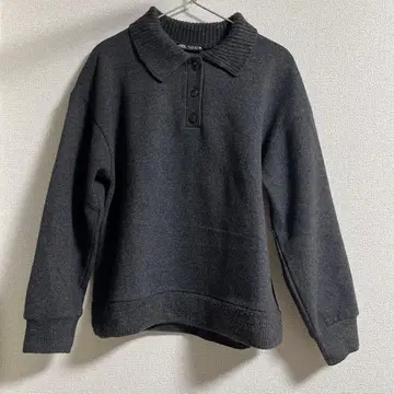ZARA 다크 그레이 피케 셔츠풍 니트