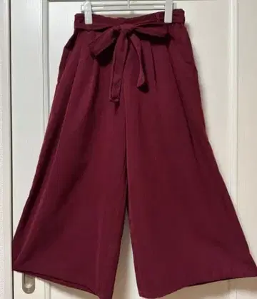 보르도 와이드 팬츠 허리밴딩 리본 벨트 M 사이즈